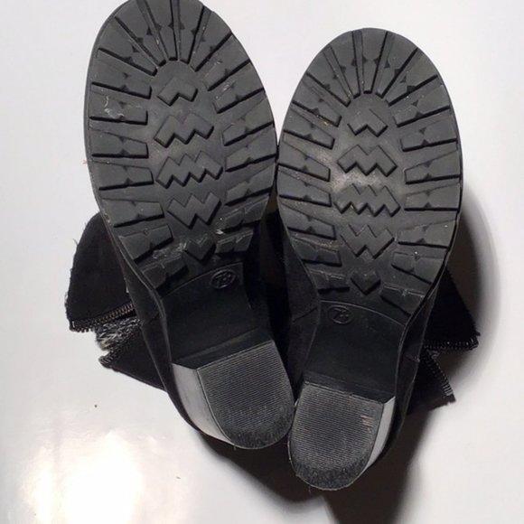 Mossimo Black Suede Winter Boots Sweater Lining Double Zipper Size 7.5M - Picture 7 of 7